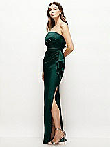 Alt View 2 Thumbnail - Evergreen Strapless Draped Skirt Satin Maxi Dress with Cascade Ruffle
