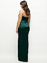 Rear View Thumbnail - Evergreen Strapless Draped Skirt Satin Maxi Dress with Cascade Ruffle