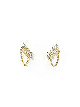 Front View Thumbnail - Gold Cubic Zirconia Gold Climber Earrings with Chain Detail