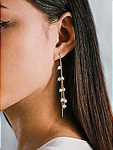 Front View Thumbnail - Natural Cascade Gold Chain Pearl Drop Earrings