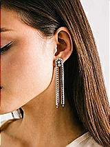 Front View Thumbnail - White Waterfall Fringe Crystal Earrings