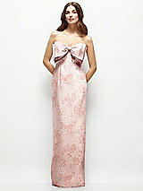 Alt View 2 Thumbnail - Bow And Blossom Print Strapless Floral Satin Column Maxi Dress with Oversized Bow