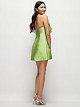 Rear View Thumbnail - Mojito Strapless Bell Skirt Satin Mini Dress with Oversized Bow