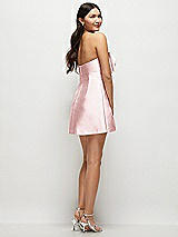Rear View Thumbnail - Ballet Pink Strapless Bell Skirt Satin Mini Dress with Oversized Bow
