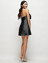 Rear View Thumbnail - Black Strapless Bell Skirt Satin Mini Dress with Oversized Bow