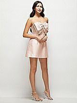 Side View Thumbnail - Cameo Strapless Bell Skirt Satin Mini Dress with Oversized Bow