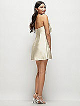 Rear View Thumbnail - Champagne Strapless Bell Skirt Satin Mini Dress with Oversized Bow