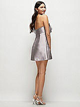 Rear View Thumbnail - Cashmere Gray Strapless Bell Skirt Satin Mini Dress with Oversized Bow