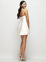 Rear View Thumbnail - Ivory Strapless Bell Skirt Satin Mini Dress with Oversized Bow