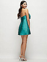 Rear View Thumbnail - Jade Strapless Bell Skirt Satin Mini Dress with Oversized Bow