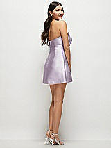 Rear View Thumbnail - Lilac Haze Strapless Bell Skirt Satin Mini Dress with Oversized Bow