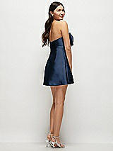 Rear View Thumbnail - Midnight Navy Strapless Bell Skirt Satin Mini Dress with Oversized Bow