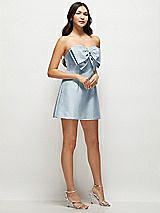 Side View Thumbnail - Mist Strapless Bell Skirt Satin Mini Dress with Oversized Bow