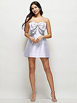 Front View Thumbnail - Silver Dove Strapless Bell Skirt Satin Mini Dress with Oversized Bow