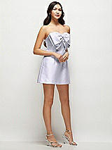 Side View Thumbnail - Silver Dove Strapless Bell Skirt Satin Mini Dress with Oversized Bow