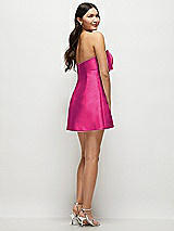 Rear View Thumbnail - Think Pink Strapless Bell Skirt Satin Mini Dress with Oversized Bow