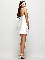 Rear View Thumbnail - White Strapless Bell Skirt Satin Mini Dress with Oversized Bow
