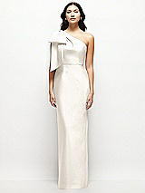 Front View Thumbnail - Ivory Oversized Bow One-Shoulder Satin Column Maxi Dress