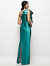 Rear View Thumbnail - Jade Oversized Bow One-Shoulder Satin Column Maxi Dress