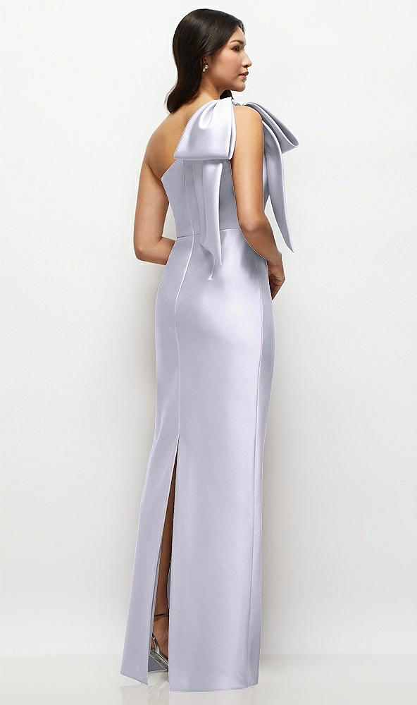 Back View - Silver Dove Oversized Bow One-Shoulder Satin Column Maxi Dress