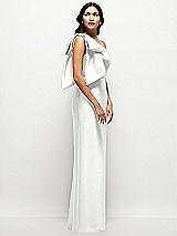 Side View Thumbnail - White Oversized Bow One-Shoulder Satin Column Maxi Dress
