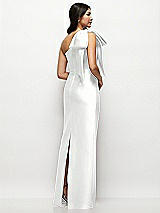 Rear View Thumbnail - White Oversized Bow One-Shoulder Satin Column Maxi Dress