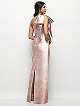 Rear View Thumbnail - Bow And Blossom Print Oversized Bow One-Shoulder Floral Satin Column Maxi Dress