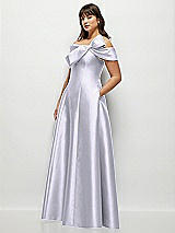 Side View Thumbnail - Silver Dove Asymmetrical Bow Off-Shoulder Satin Gown with Ballroom Skirt