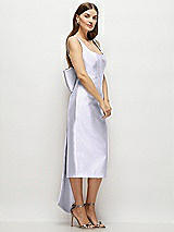 Side View Thumbnail - Silver Dove Scoop Neck Corset Satin Midi Dress with Floor-Length Bow Tails
