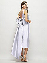 Rear View Thumbnail - Silver Dove Scoop Neck Corset Satin Midi Dress with Floor-Length Bow Tails