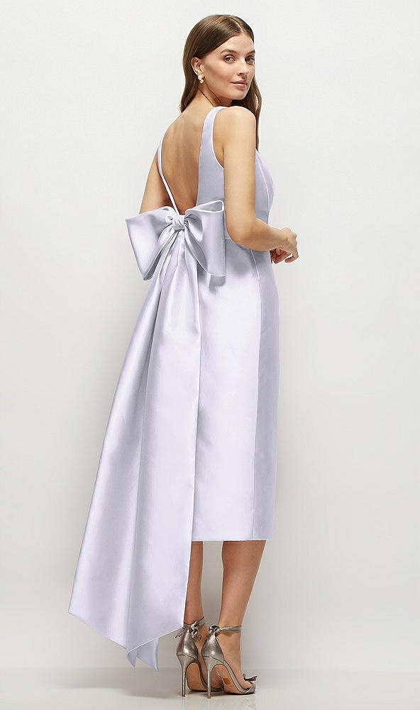 Back View - Silver Dove Scoop Neck Corset Satin Midi Dress with Floor-Length Bow Tails