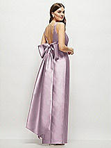 Front View Thumbnail - Suede Rose Scoop Neck Corset Satin Maxi Dress with Floor-Length Bow Tails