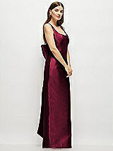 Side View Thumbnail - Cabernet Scoop Neck Corset Satin Maxi Dress with Floor-Length Bow Tails