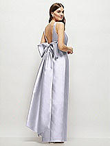 Front View Thumbnail - Silver Dove Scoop Neck Corset Satin Maxi Dress with Floor-Length Bow Tails