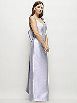 Side View Thumbnail - Silver Dove Scoop Neck Corset Satin Maxi Dress with Floor-Length Bow Tails