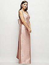 Side View Thumbnail - Toasted Sugar Scoop Neck Corset Satin Maxi Dress with Floor-Length Bow Tails