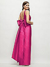 Front View Thumbnail - Think Pink Scoop Neck Corset Satin Maxi Dress with Floor-Length Bow Tails