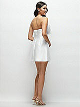 Rear View Thumbnail - White Oversized Bow Strapless Little White Mini Dress with Pearl Accents