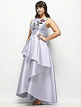 Side View Thumbnail - Silver Dove Beaded Floral Bodice Satin Maxi Dress with Layered Ballgown Skirt