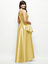 Rear View Thumbnail - Maize Satin Maxi Dress with Asymmetrical Layered Ballgown Skirt