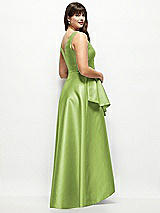 Rear View Thumbnail - Mojito Satin Maxi Dress with Asymmetrical Layered Ballgown Skirt