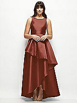 Front View Thumbnail - Auburn Moon Satin Maxi Dress with Asymmetrical Layered Ballgown Skirt