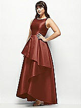 Side View Thumbnail - Auburn Moon Satin Maxi Dress with Asymmetrical Layered Ballgown Skirt