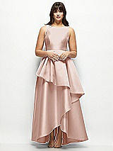 Front View Thumbnail - Toasted Sugar Satin Maxi Dress with Asymmetrical Layered Ballgown Skirt