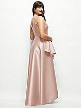 Rear View Thumbnail - Toasted Sugar Satin Maxi Dress with Asymmetrical Layered Ballgown Skirt