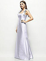 Side View Thumbnail - Silver Dove Satin Fit and Flare Maxi Dress with Shoulder Bows