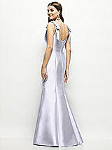 Rear View Thumbnail - Silver Dove Satin Fit and Flare Maxi Dress with Shoulder Bows