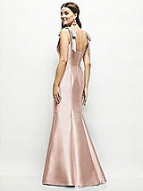 Rear View Thumbnail - Toasted Sugar Satin Fit and Flare Maxi Dress with Shoulder Bows