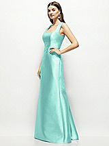 Side View Thumbnail - Coastal Satin Square Neck Fit and Flare Maxi Dress