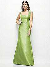 Front View Thumbnail - Mojito Satin Square Neck Fit and Flare Maxi Dress